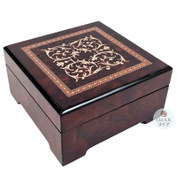 Wooden Musical Jewellery Box With Arabesque Inlay- Small (Bing Crosby- True Love) image