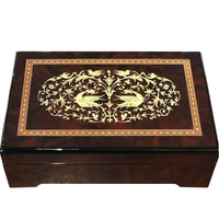 Wooden Musical Jewellery Box With Arabesque Inlay- Large (Edelweiss) image