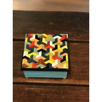 Wooden Musical Jewellery Box Blue With Coloured Inlay Tune Let It Be