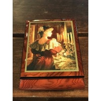 Wooden Musical Jewellery Box Lady By Candle Light Tune Ode To Freude