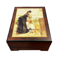 Wooden Musical Jewellery Box Lady In Black With Child Tune Tristesses