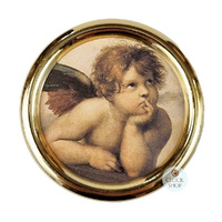 Round Acrylic Music Box - Thinking Cherub- Raphael (Debussy- Clair De Lune)