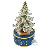 Christmas Tree Enamel Music Box With Blue Base (Oh Christmas Tree) image