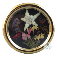 Round Acrylic Music Box With Pressed Alpine Flowers (Edelweiss) image