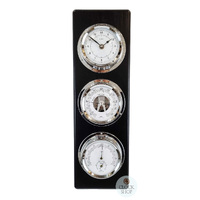 51cm Black Weather Station With Barometer Thermometer Hygrometer & Quartz Clock By FISCHER image