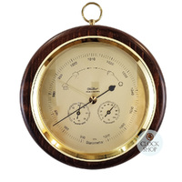 20cm Walnut Barometer With Thermometer & Hygrometer By FISCHER image