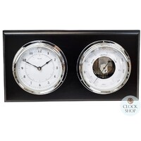 38cm Black Weather Station With Quartz Clock & Barometer By FISCHER image