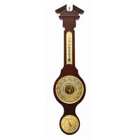 MAHOGANY TRADITIONAL BAROMETER/ THERMOMETER/HYGROMETER 50.5CM BY FISCHER