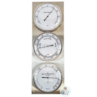 43cm Silver Outdoor Weather Station With Thermometer Barometer & Hygrometer By FISCHER image