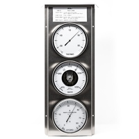 51cm Silver Outdoor Weather Station With Thermometer, Barometer & Hygrometer By FISCHER image