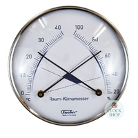10cm Chrome Room Climate Meter With Thermometer & Hygrometer By FISCHER image