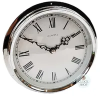 15cm Silver Clock Insert With Silver Dial, Flange Bezel & Roman Numerals By FISCHER