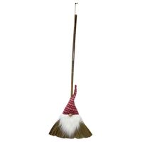 Gnome Broom Red White Hat 130cm