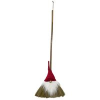 Gnome Bearded Broom With Red Hat Christmas Decoration 130cm