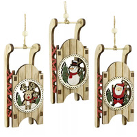 Wooden Sleigh Christmas Tree Decoration 14cm