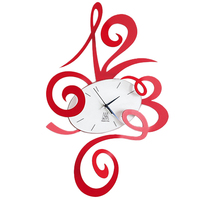 Dark Red Robin Modern Wall Clock 34cm By Arti Mestier