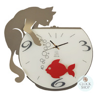 Black/red Tommy & Fish Modern Wall Clock By Arti Messtier