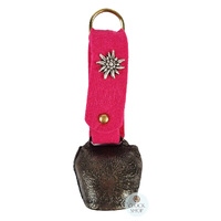 13.5cm Antique Look Cowbell With Pink Felt Strap image