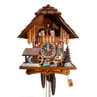 Wood Chopper & Water Wheel 1 Day Mechanical Chalet Cuckoo Clock With Dancers 30cm By HÖNES image