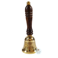 Brass Table Bell With Wooden Handle (Small)