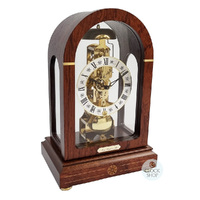30cm Walnut & Burlwood Mechanical Skeleton Table Clock With Bell Strike By HERMLE image