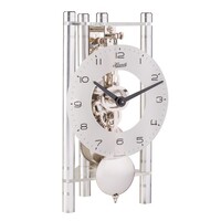 Silver Skeleton Triangular Table Clock With Silver Movement By HERMLE