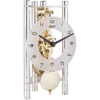 Silver Skeleton Triangular Table Clock With Gold Movement By HERMLE