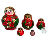 Floral Russian Dolls- Red Mini 4cm (Set Of 5)