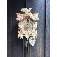 CARVED 1 DAY LEAF WITH BIRDS ON THE SIDE 30CM CUCKOO CLOCK BY HONES