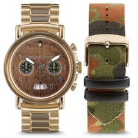 Military Chrono Gold Steel Band with Camo Strap