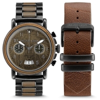 Military Chrono Stonewash Band & Leather Bomber Jacket Strap