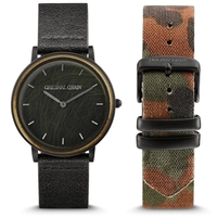 Military 40mm Leather Bomber Jacket & Camo Strap