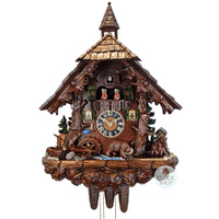 Bears In Forest 8 Day Mechanical Chalet Cuckoo Clock With Dancers 63cm By HÖNES image