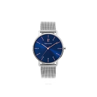 Silver Cityline Watch - Blue Dial Silver Mesh Band By PIERRE LANNIER
