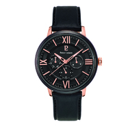 Black Beaucour Watch - Rose Gold Dial Black Leather Band By PIERRE LANNIER