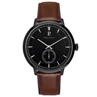 Black Allure Watch - Black Dial Brown Leather Band By PIERRE LANNIER