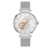 Silver Automatic Open Heart Watch - Silver Dial Silver Mesh Band By PIERRE LANNIER