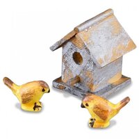 Miniature Birdhouse With 2 Birds