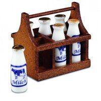 Miniature Wooden Milk Bottle Set