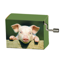 Modern Designs Hand Crank Music Box- Piglet On A Fence (Happy Birthday) image