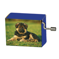 Modern Designs Hand Crank Music Box- Puppy In Meadow (Old McDonald) image
