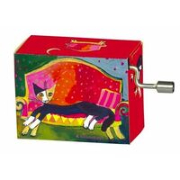 Classic Art Hand Crank Music Box- Cat On Sofa (Mozart- A Little Night Music)