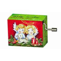 Christmas Hand Crank Music Box - Angels and Lamb (We Wish You A Merry Christmas)
