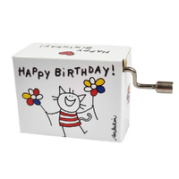 Modern Designs Hand Crank Music Box- Animated Cat With Balloons (Happy Birthday) image