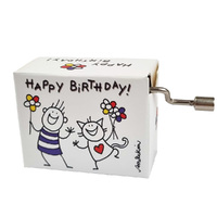 Modern Designs Hand Crank Music Box- Animated Boy & Cat (Happy Birthday) image