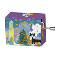Christmas Hand Crank Music Box - Two Cats and Tower, Bianchina E I Regali (We Wish You A Merry Christmas)