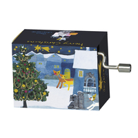 Christmas Hand Crank Music Box - Christmas Cats In Snow (Jingle Bells)