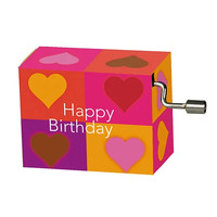 Modern Designs Hand Crank Music Box- Hearts In Squares (Happy Birthday)