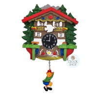 7cm Swiss House Chalet Fridge Magnet With Swinging Doll