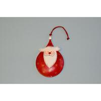 Flat Metal Santa Bauble Hanging Decoration 13.5cm